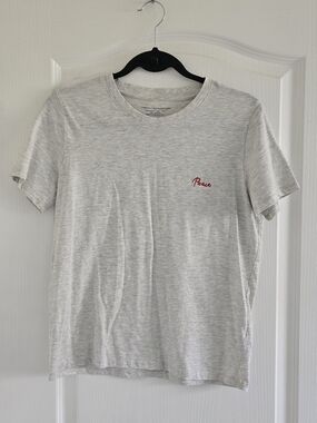 Peace Embroidered Short-Sleeve Tee - Light Heather Gray